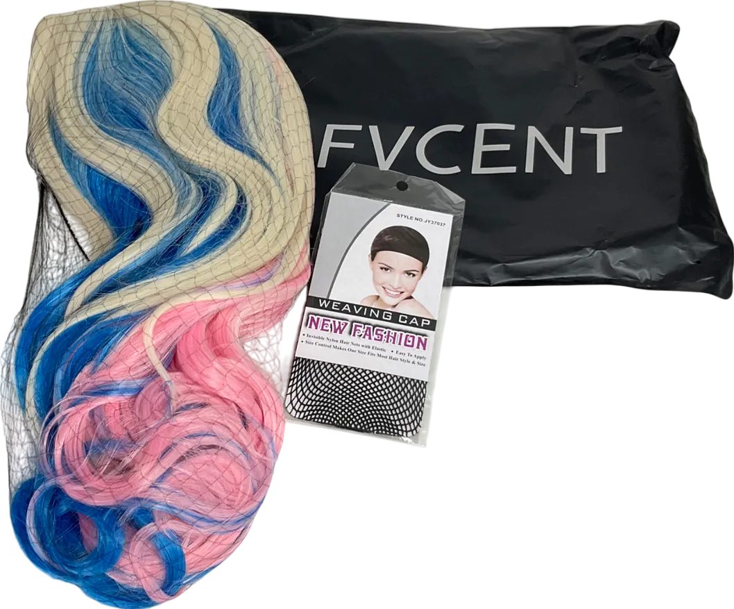fvcent White 26 Inches Long Loose Curly Mixed Color Women's Cosplay Carnival Wig,harley Quinn One Size