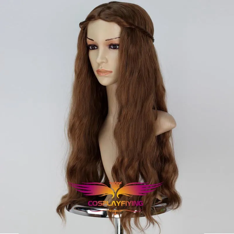 Game of Thrones Queen Cersei Lannister Brown Long Wavy Cosplay Wig Cosplay Prop for Girls Adult Women Halloween Carnival Party