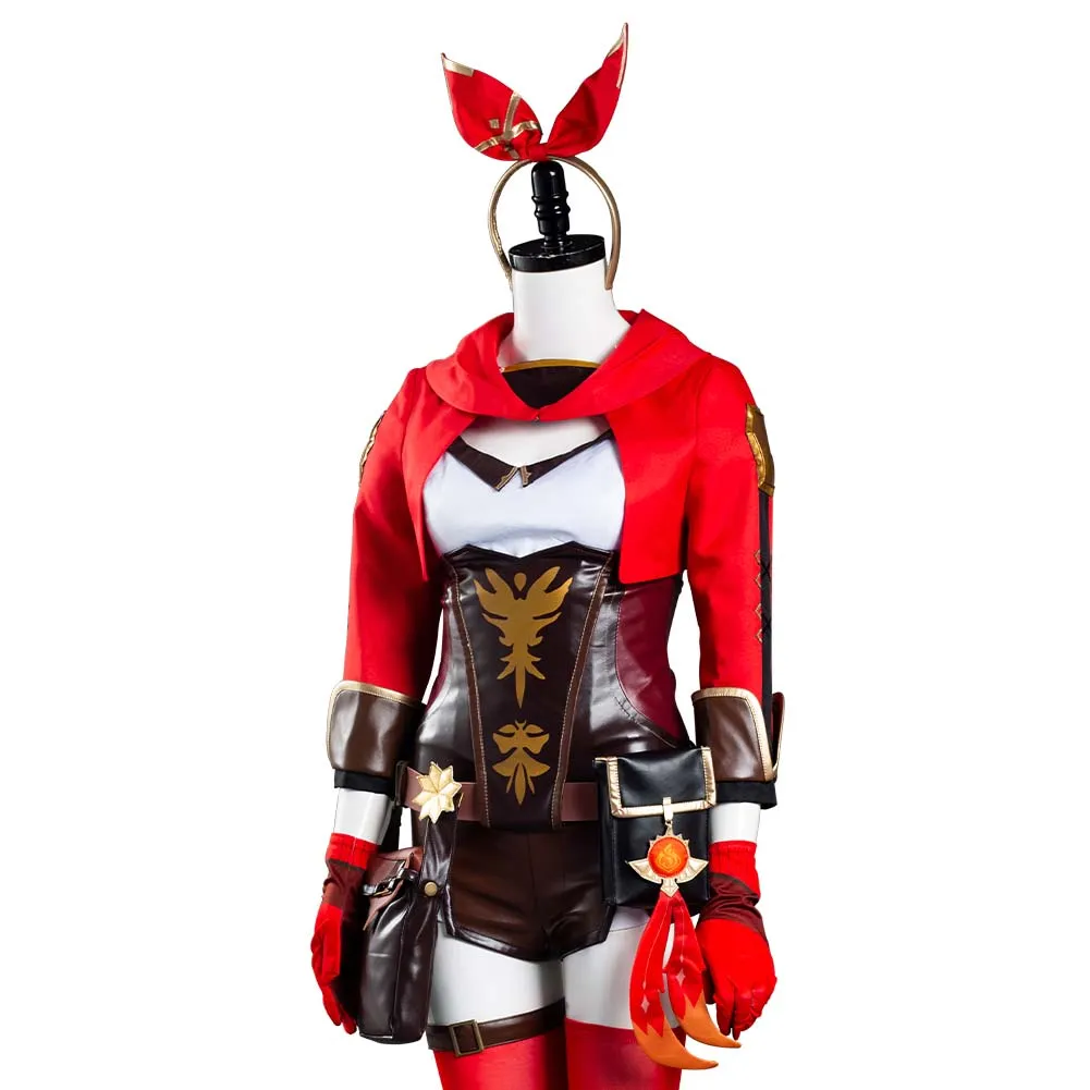 Genshin Impact Amber Halloween Carnival Suit Cosplay Costume Jumpsuit Outfits