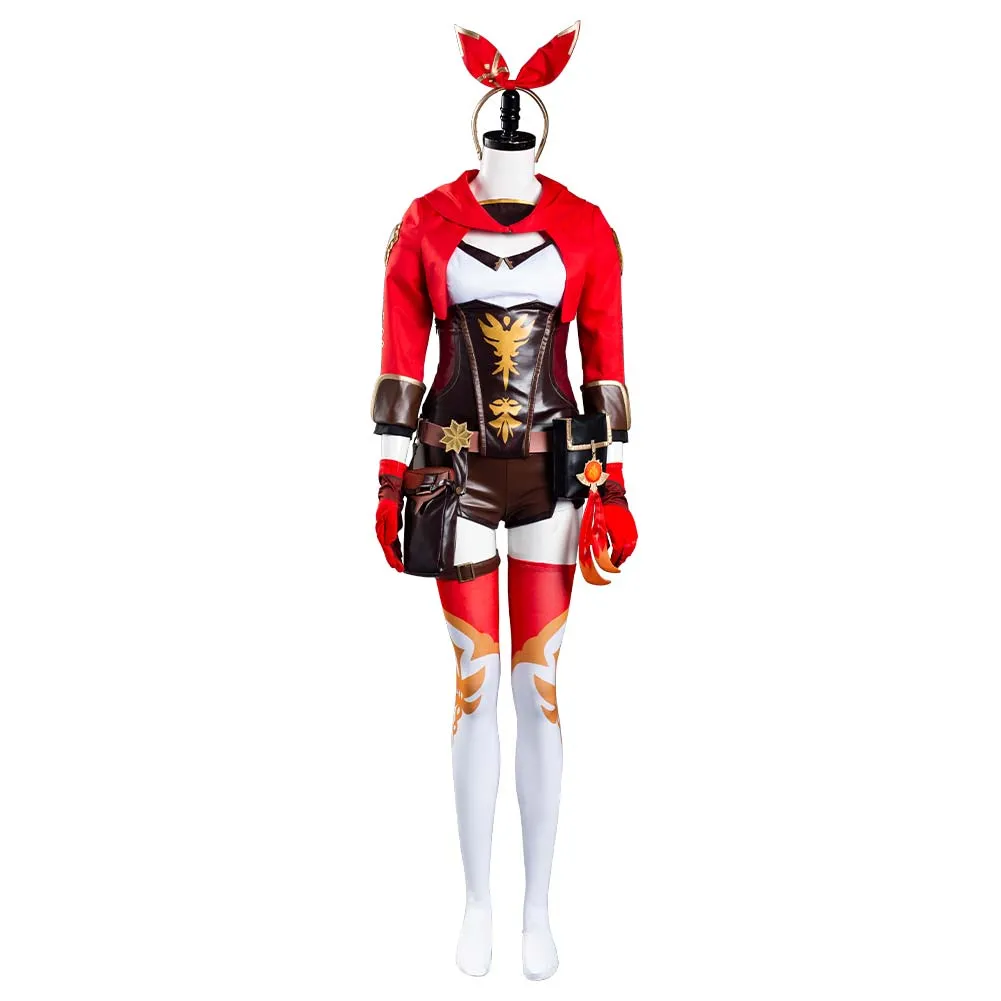 Genshin Impact Amber Halloween Carnival Suit Cosplay Costume Jumpsuit Outfits