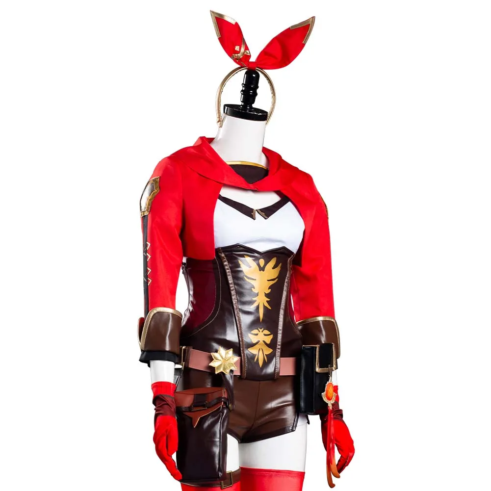 Genshin Impact Amber Halloween Carnival Suit Cosplay Costume Jumpsuit Outfits