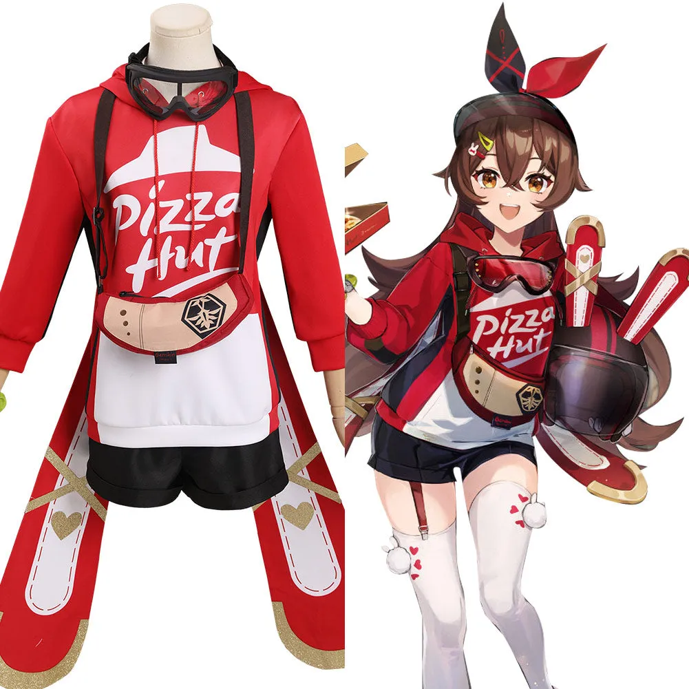 Genshin Impact X Pizzahut - Amber Cosplay Costume Outfits Halloween Carnival Suit