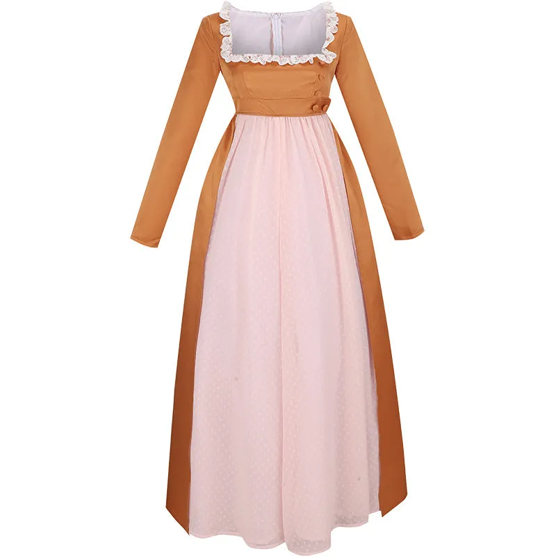 Hamilton Musical Angelica Pink Brown Stage Dress Concert Cosplay Costume Carnival Halloween