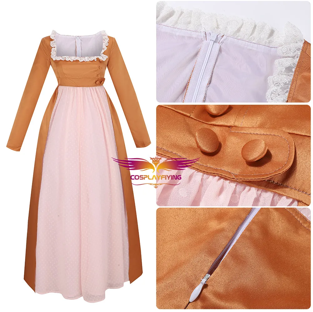 Hamilton Musical Angelica Pink Brown Stage Dress Concert Cosplay Costume Carnival Halloween