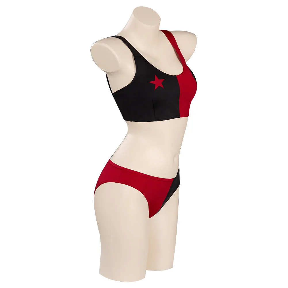 Harley Quinn/Harleen Quinzel Swimsuit Cosplay Costume Two-Piece Swimwear Outfits Halloween Carnival Suit