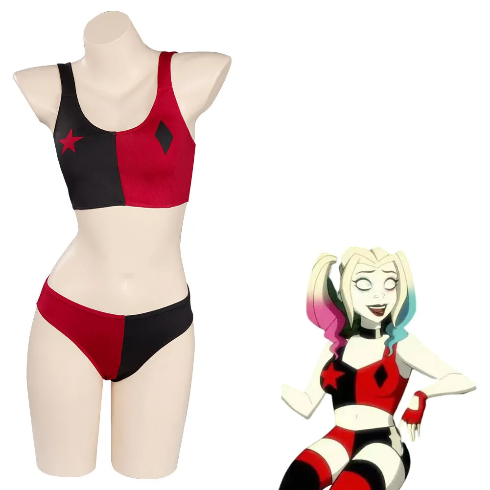 Harley Quinn/Harleen Quinzel Swimsuit Cosplay Costume Two-Piece Swimwear Outfits Halloween Carnival Suit