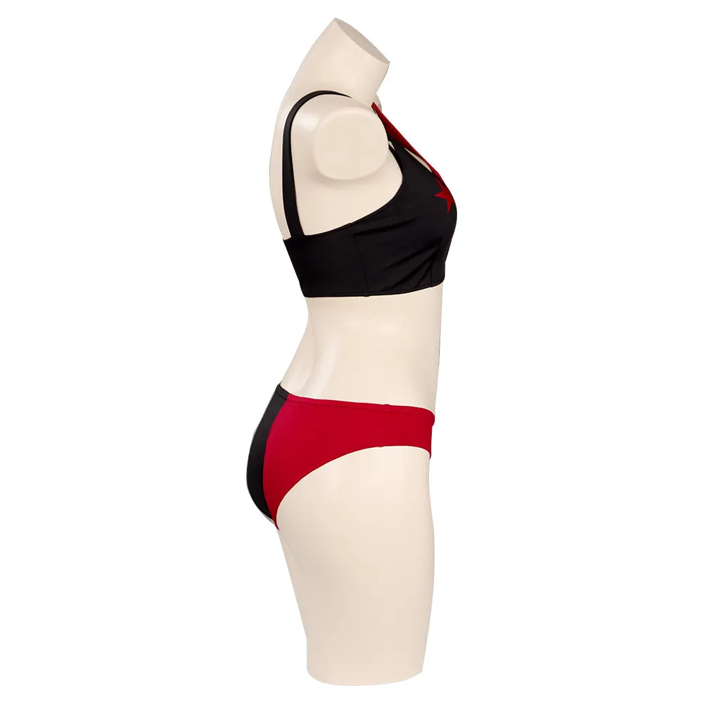 Harley Quinn/Harleen Quinzel Swimsuit Cosplay Costume Two-Piece Swimwear Outfits Halloween Carnival Suit