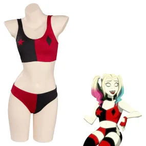Harley Quinn/Harleen Quinzel Swimsuit Cosplay Costume Two-Piece Swimwear Outfits Halloween Carnival Suit