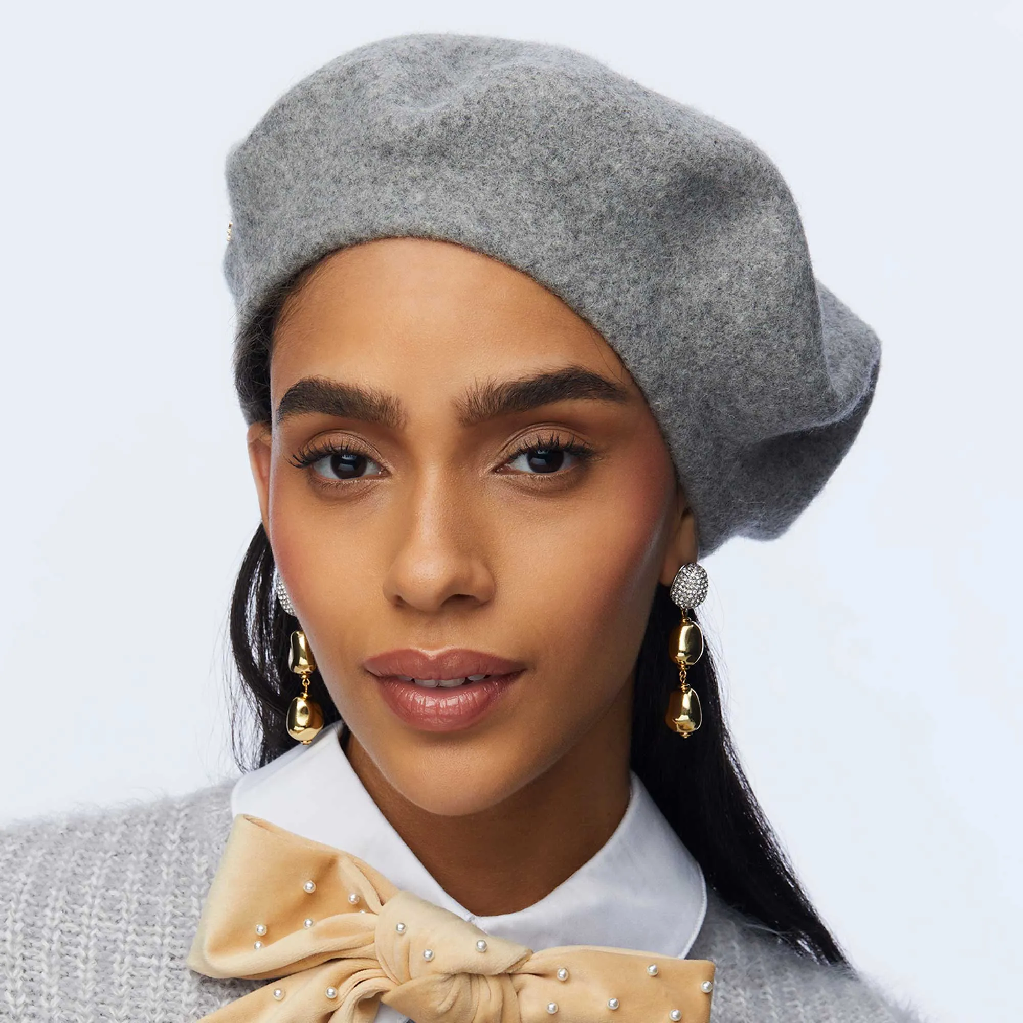 HEATHER GREY WOOL FELT BERET