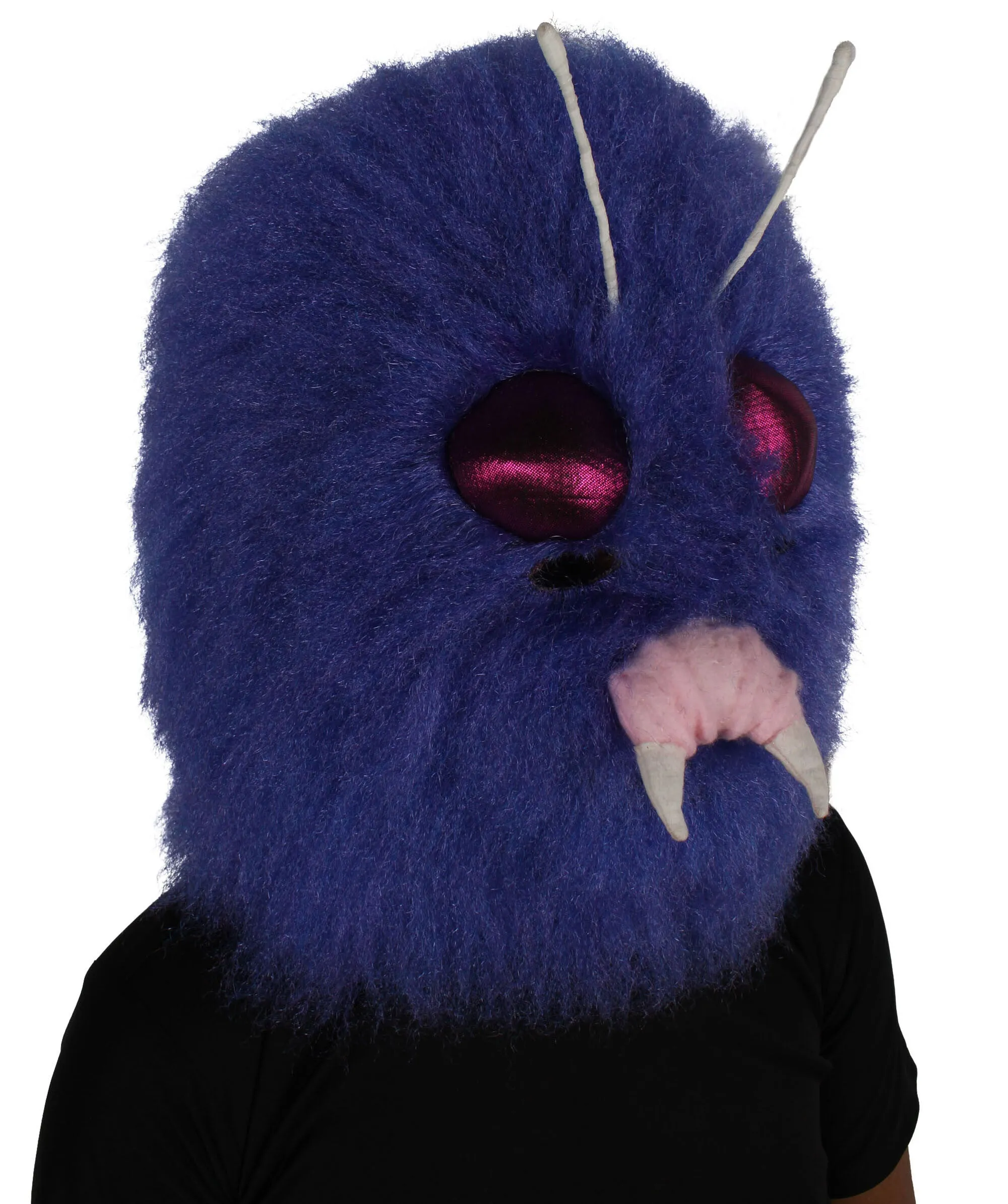 HPO Adult Unisex Cartoon Purple Furry Bug Mask| Perfect for Halloween| Flame-retardant Synthetic Fiber