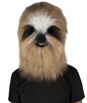 HPO Adult Unisex Cozy Furry Sloth Brown Mascot Mask| Best for Halloween and Cosplay| Flame-retardant Synthetic Fiber