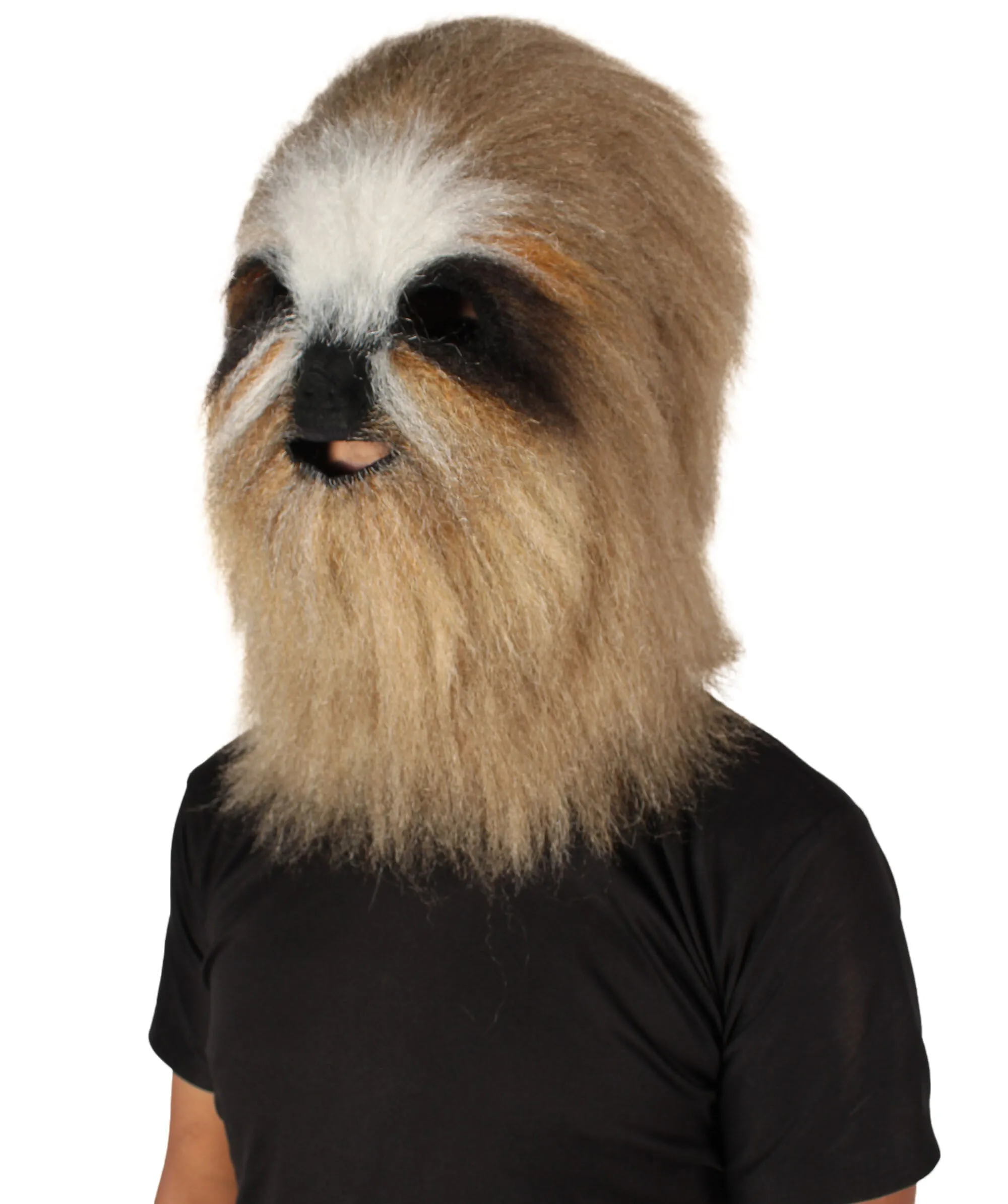 HPO Adult Unisex Cozy Furry Sloth Brown Mascot Mask| Best for Halloween and Cosplay| Flame-retardant Synthetic Fiber