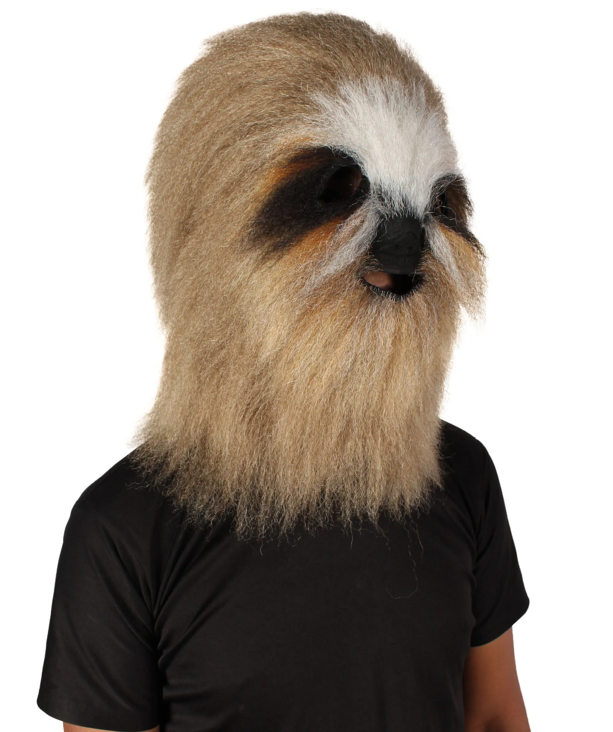 HPO Adult Unisex Cozy Furry Sloth Brown Mascot Mask| Best for Halloween and Cosplay| Flame-retardant Synthetic Fiber