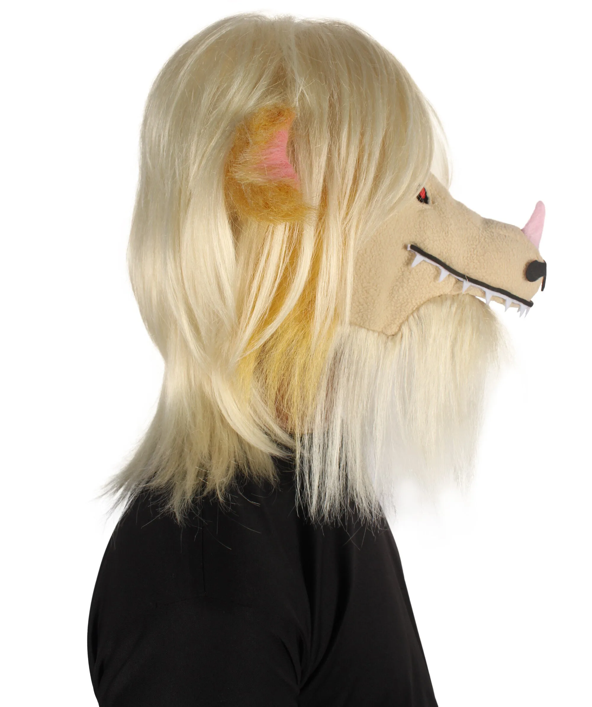 HPO Adult Unisex Unicorn Demon Blonde Doggy Mask| Perfect for Halloween| Flame-retardant Synthetic Fiber