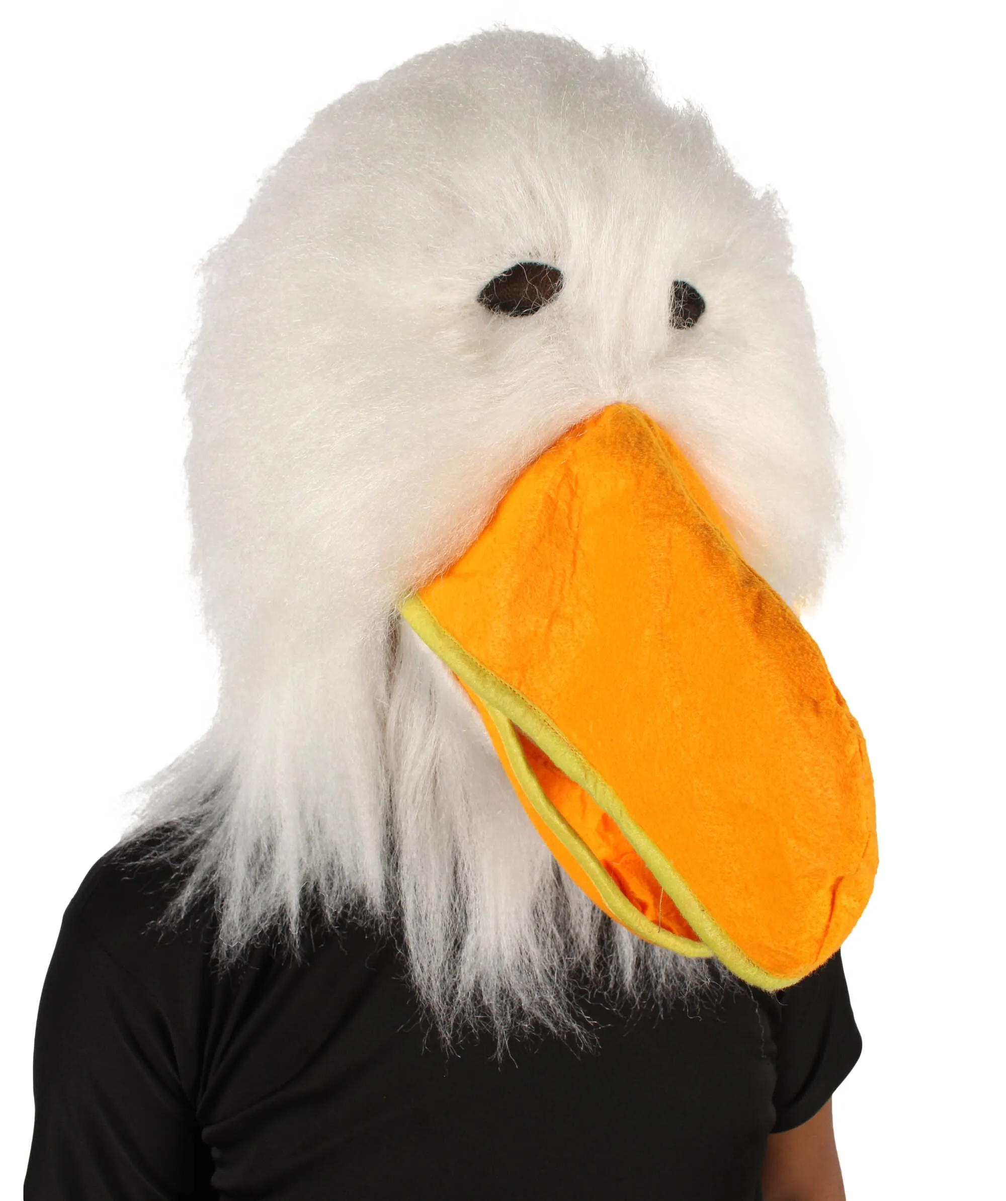 HPO Adult Unisex White and Orange Furry Storke Mask| Best for Halloween and Cosplay| Flame-retardant Synthetic Fiber