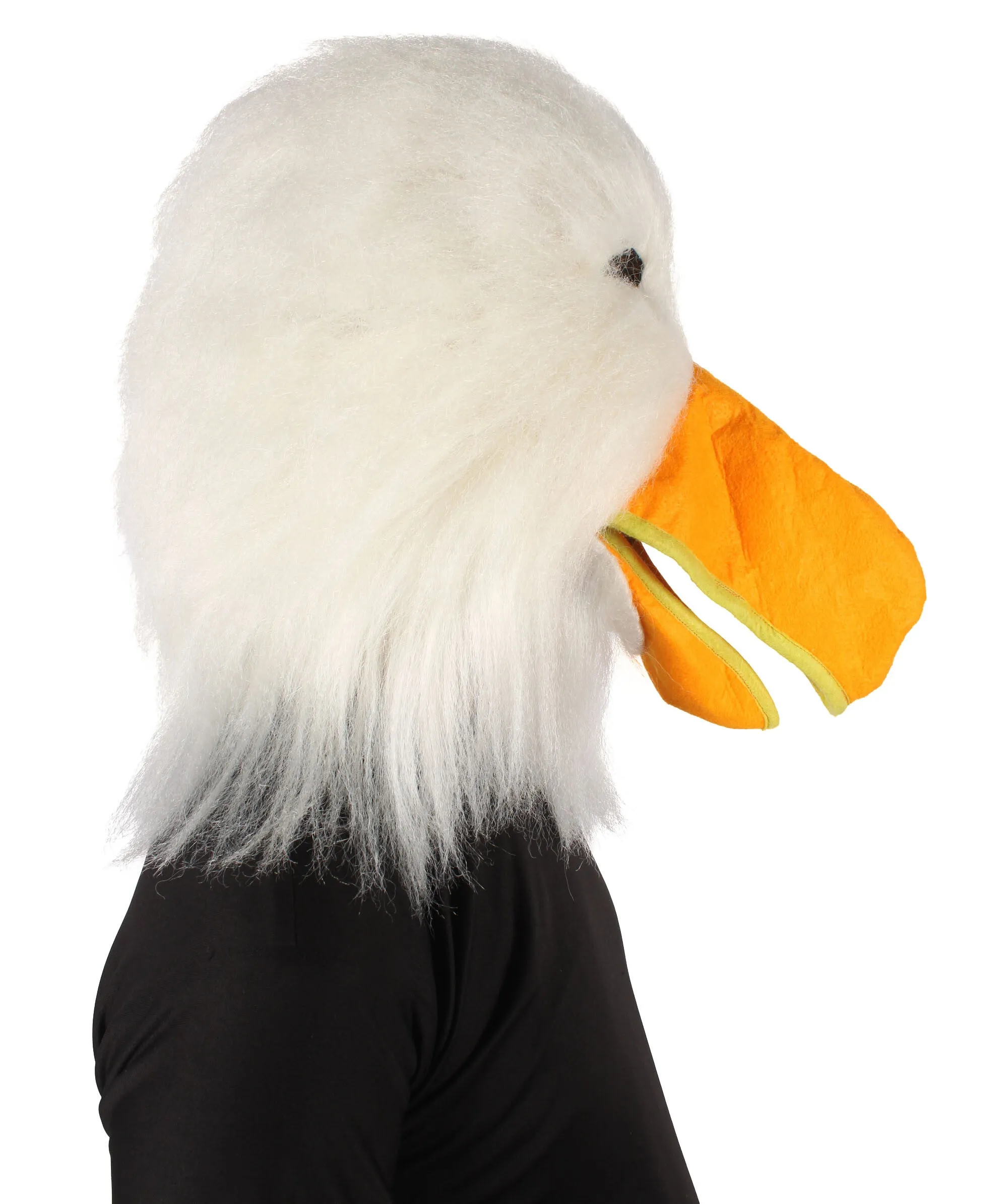 HPO Adult Unisex White and Orange Furry Storke Mask| Best for Halloween and Cosplay| Flame-retardant Synthetic Fiber