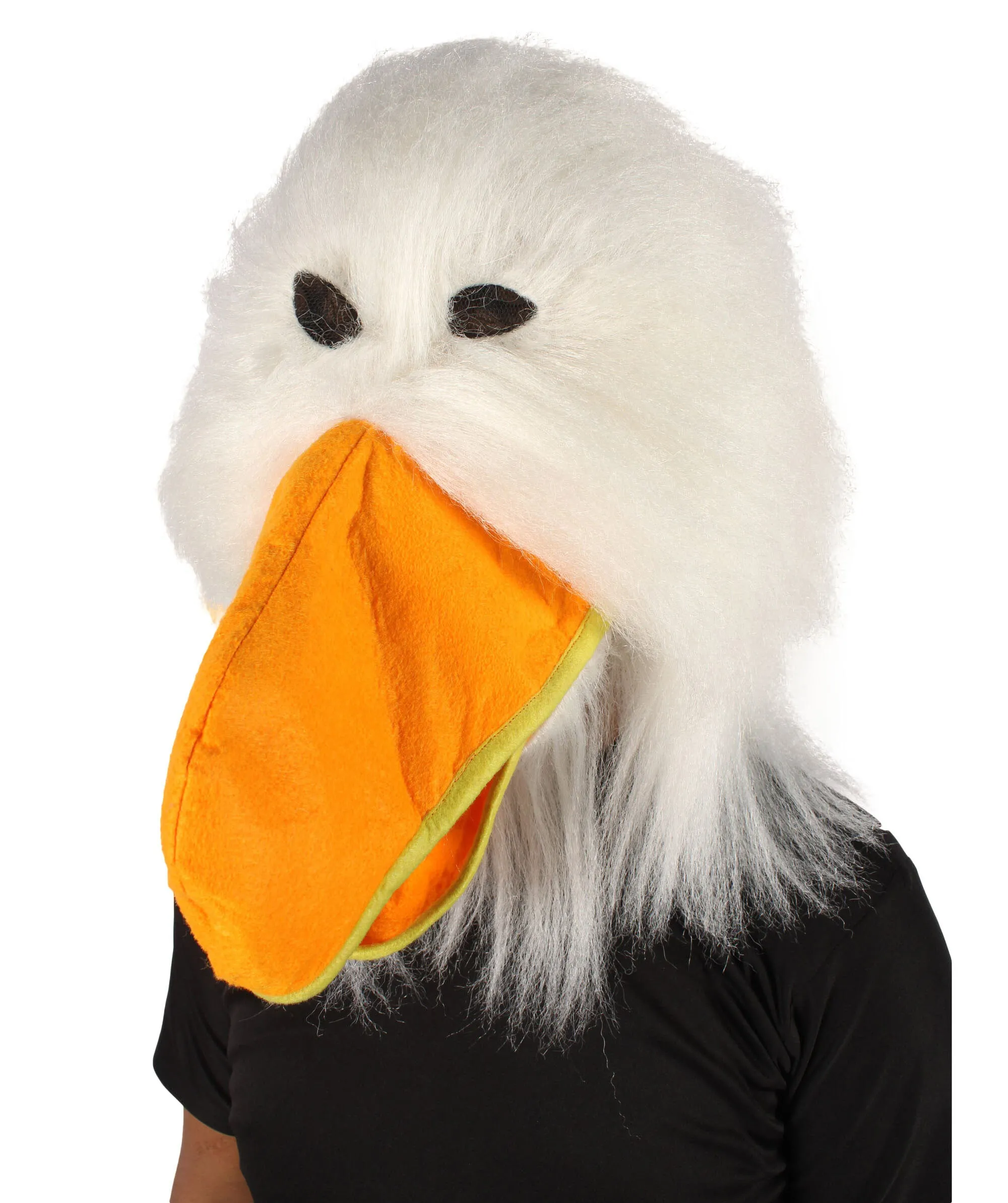 HPO Adult Unisex White and Orange Furry Storke Mask| Best for Halloween and Cosplay| Flame-retardant Synthetic Fiber