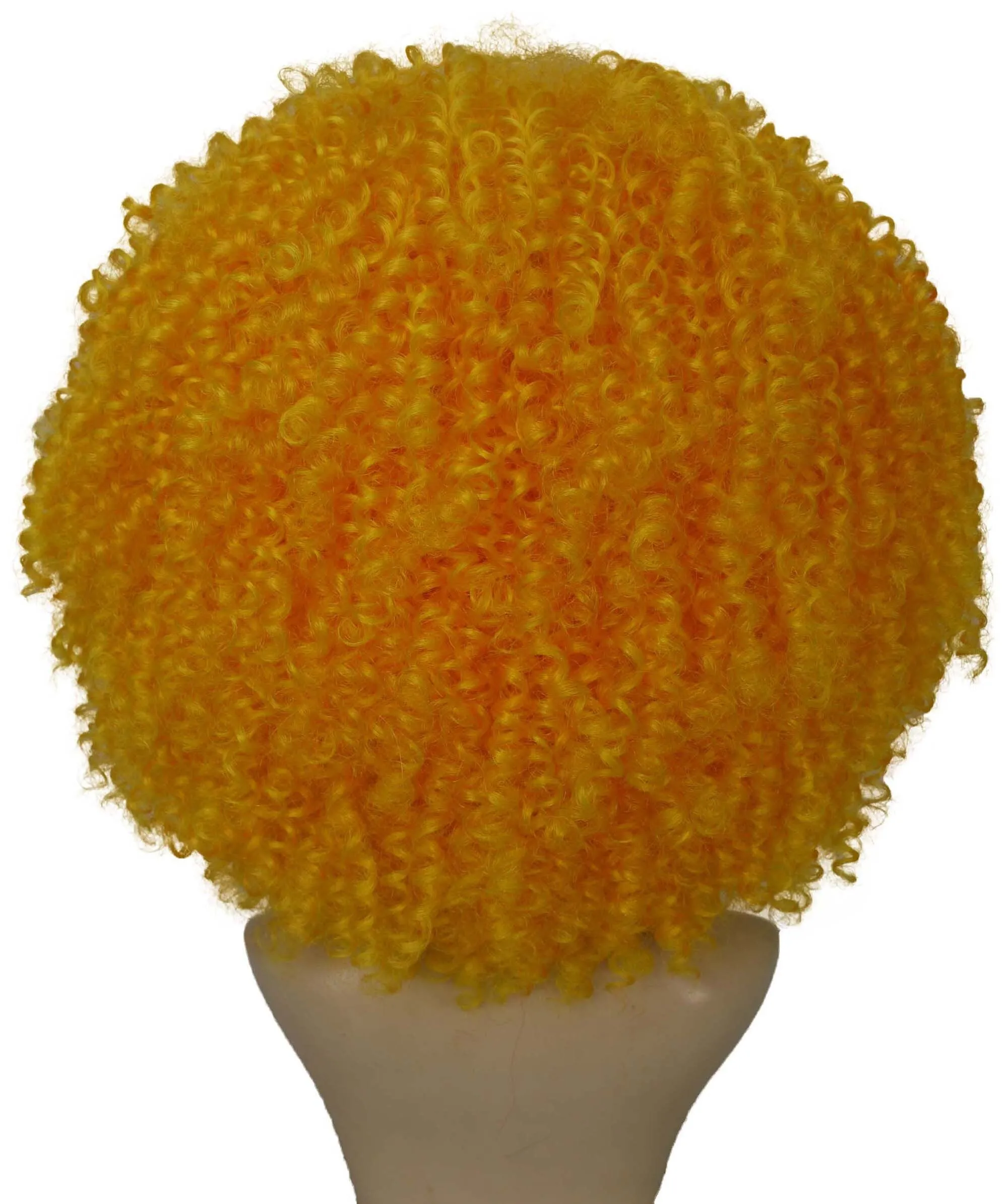 HPO Adult Women's Yellow Afro Kinky Curly American Drag Wig| Perfect for Cosplay| Flame-retardant Synthetic Fiber
