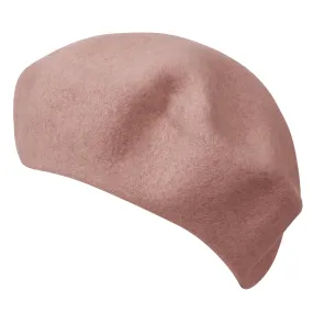 ililily Solid Color Wool Blended French Beret Furry Artist Flat Winter Hat