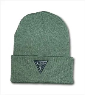 Knit Watch Cap LINED OLIVE DRAB with Black Logo