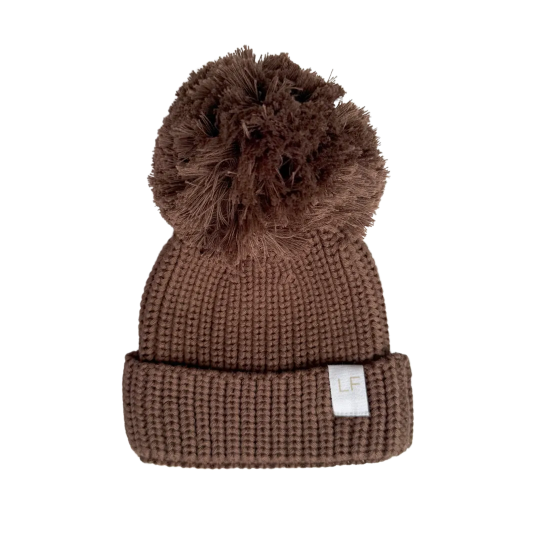 Knitted Pom Beanie | Chocolate