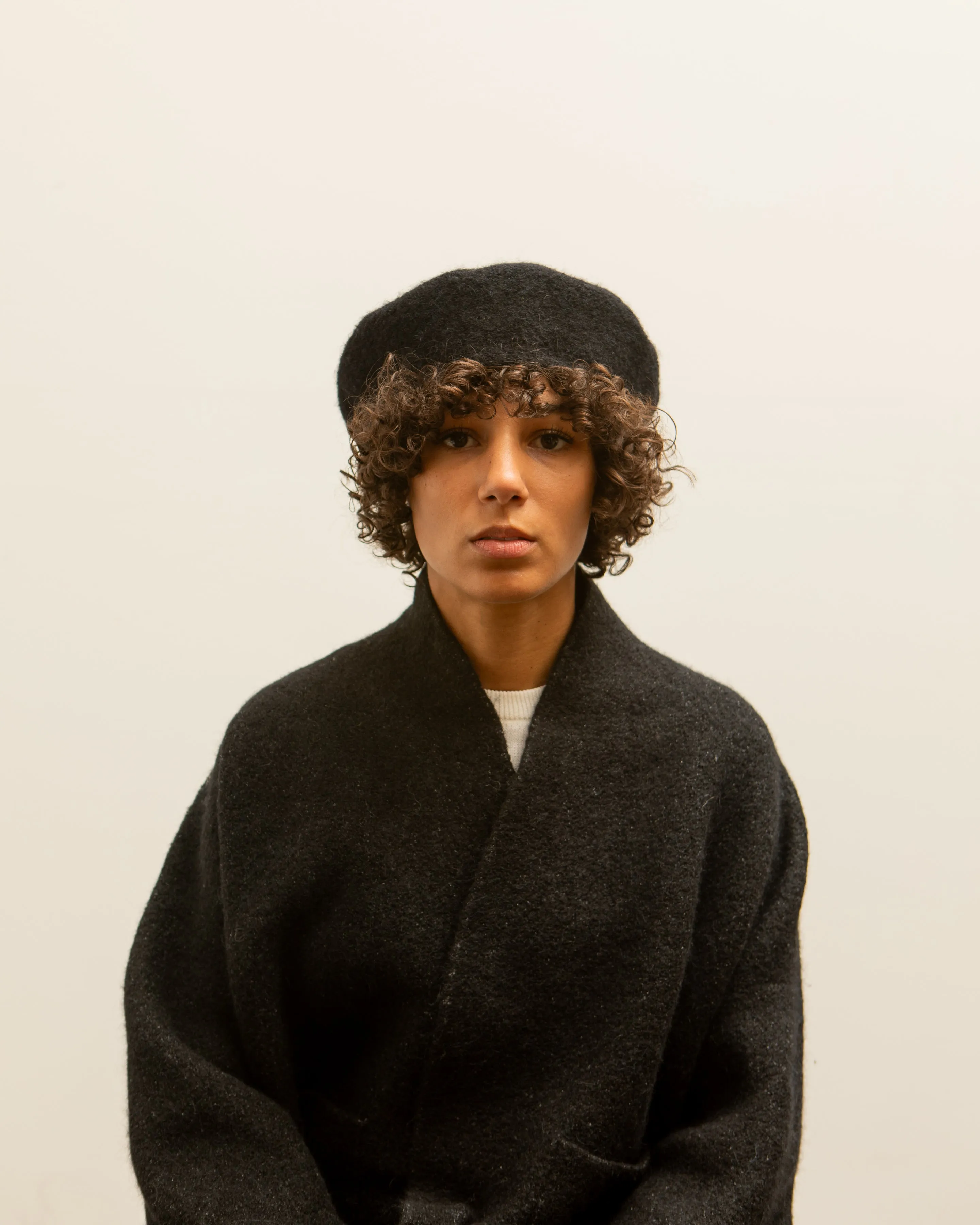 Lauren Manoogian Horizontal Beret, Black Melange