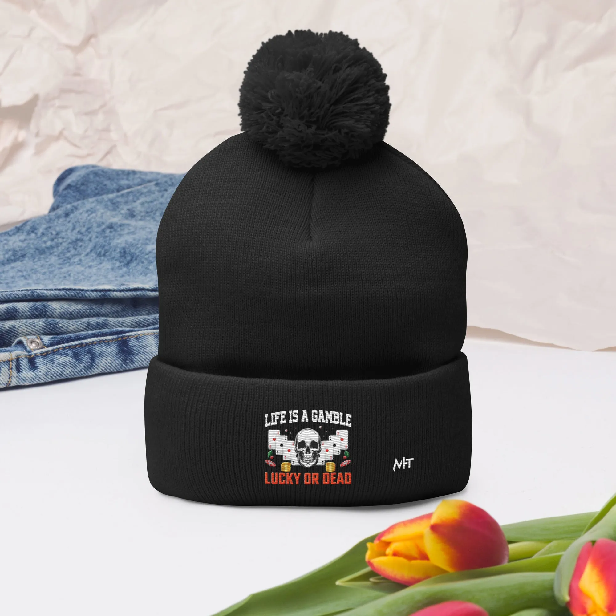Life is a Gamble; Lucky or Dead - Pom-Pom Beanie