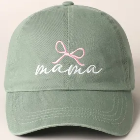 Mama Letter Bow on Top Embroidered Baseball Cap