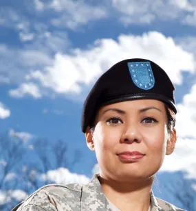 Military Beret, Black (Silk Lined) (TM)