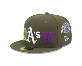 New Era - MLB WS All Over Patches 59Fifty Fitted - Oakland Athletics - Olive
