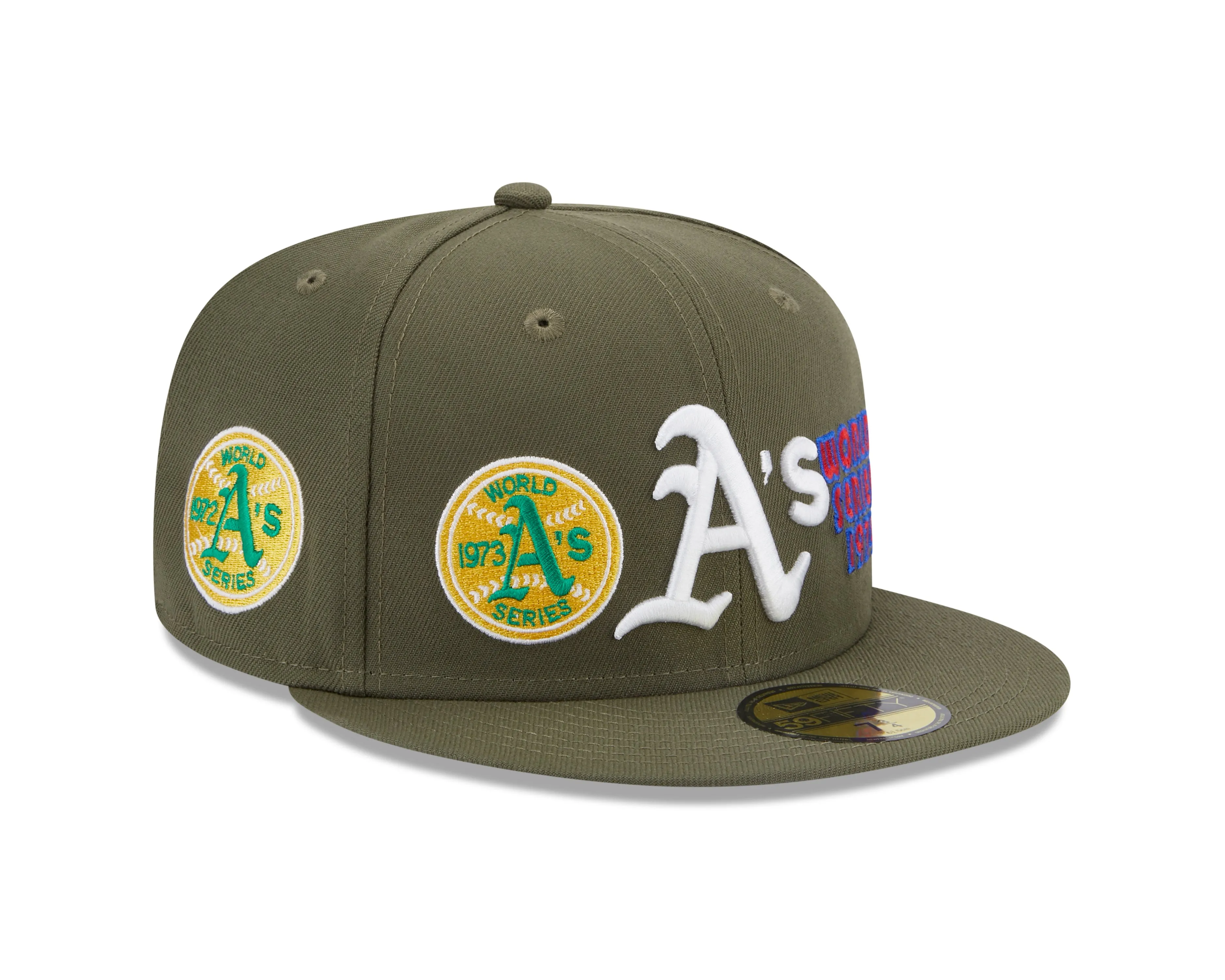 New Era - MLB WS All Over Patches 59Fifty Fitted - Oakland Athletics - Olive