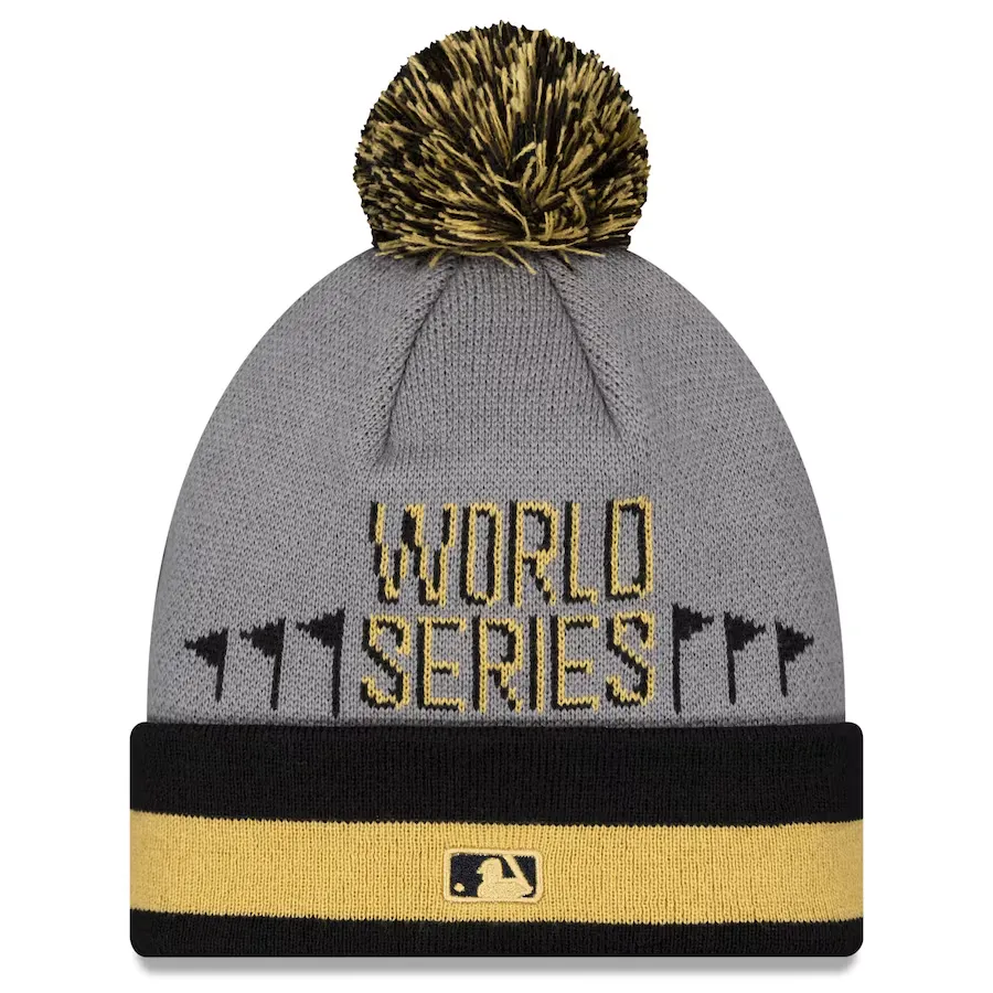 NEW YORK YANKEES 2024 ALCS CHAMPIONS LOCKER ROOM CUFFED KNIT WITH POM - GRAY/BLACK
