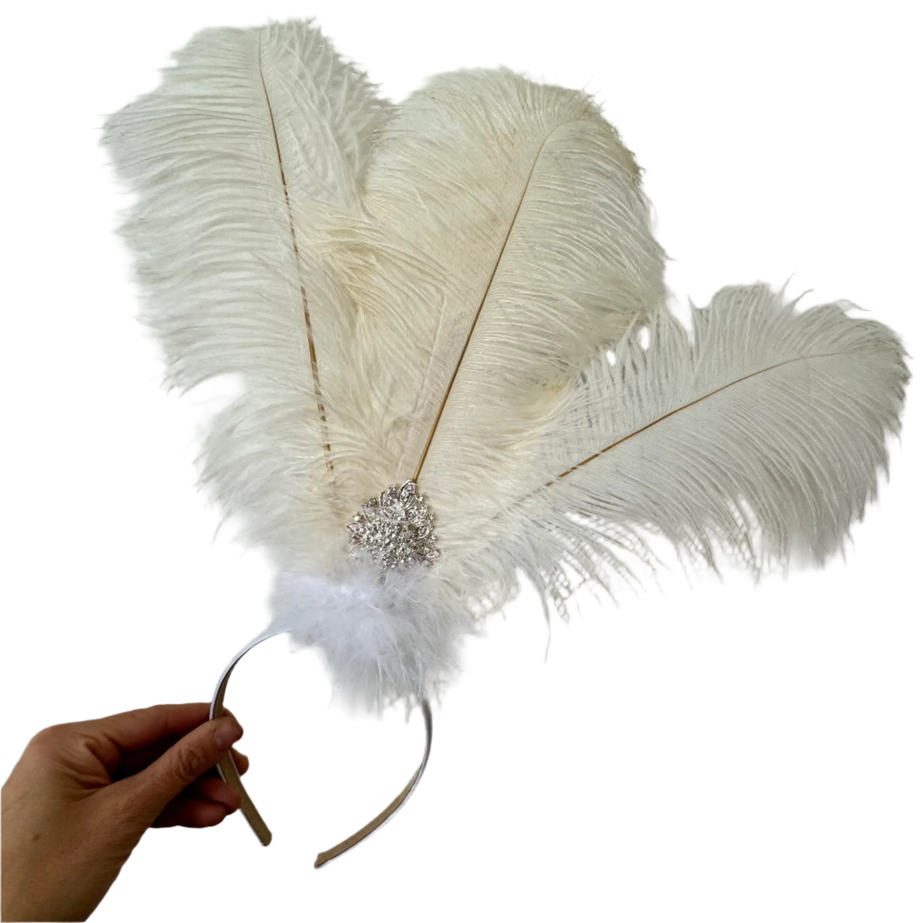 Ostrich Feather Drab Rio Showgirl Costume Headdress