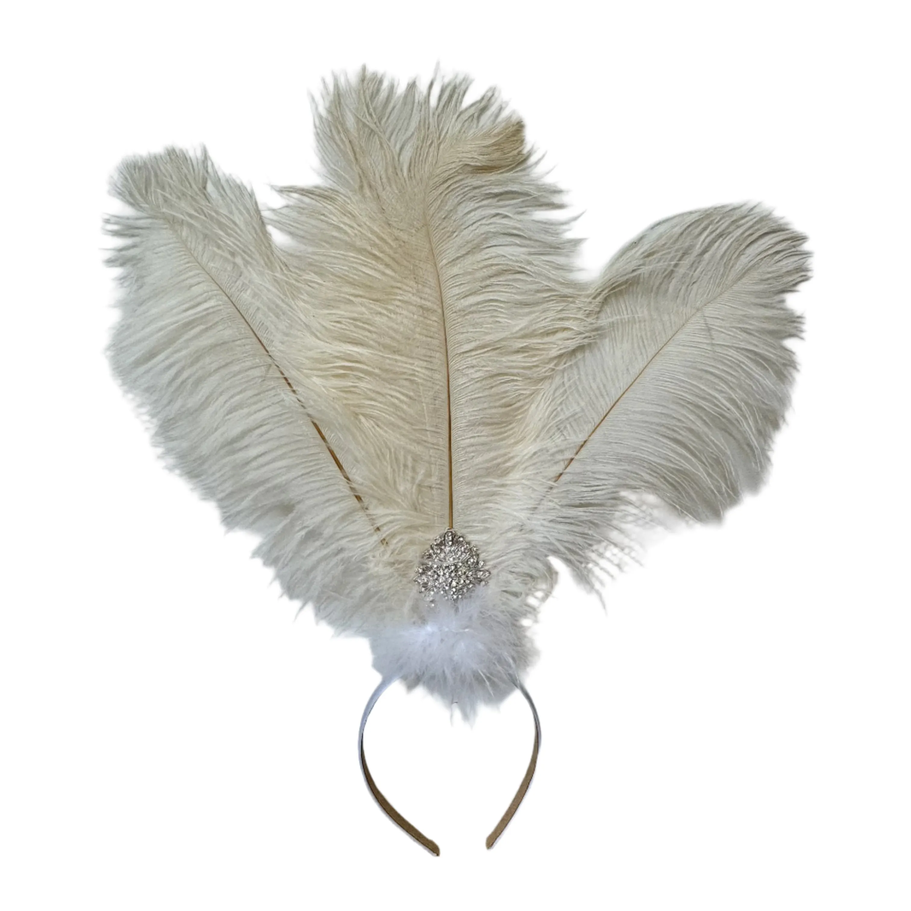 Ostrich Feather Drab Rio Showgirl Costume Headdress