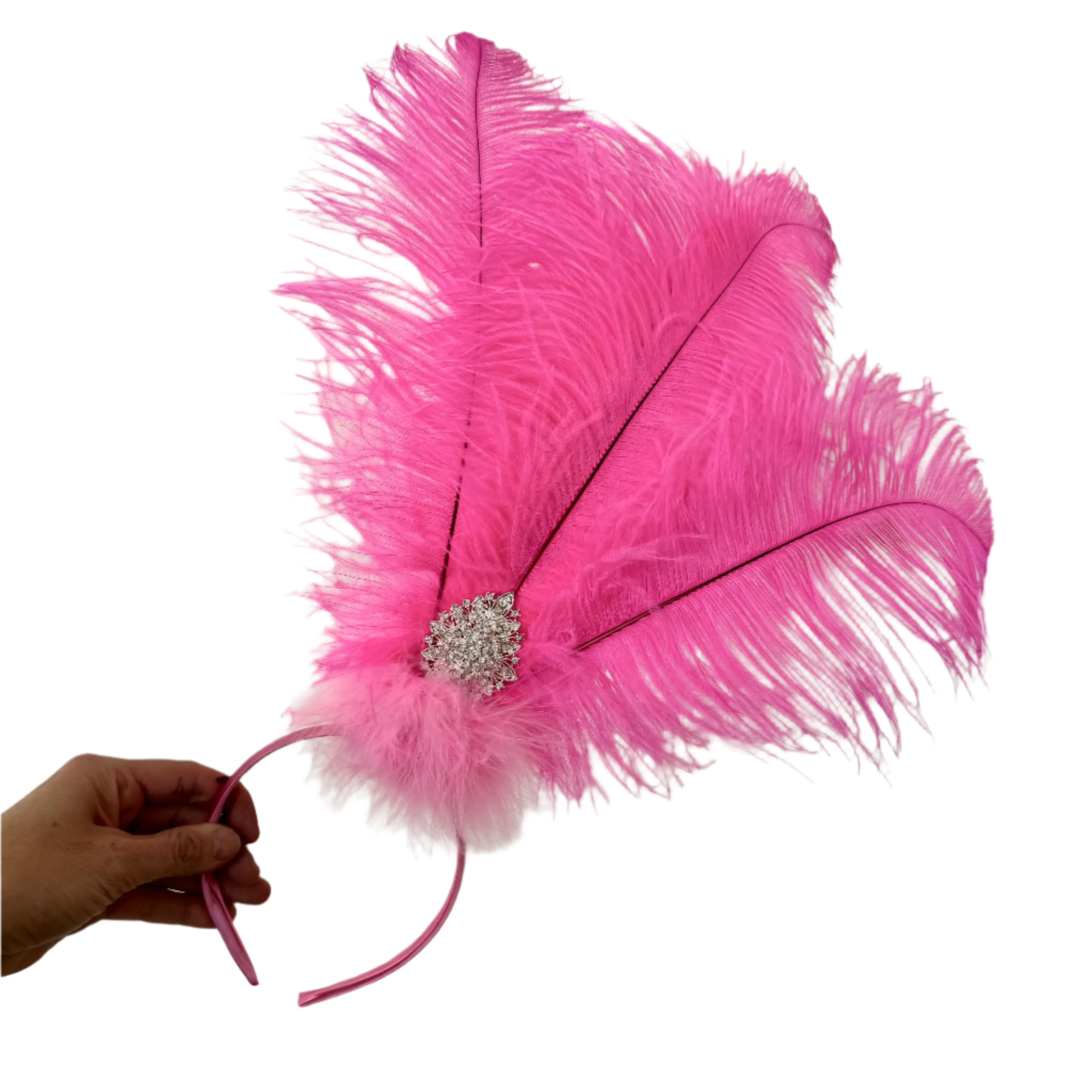 Ostrich Feather Drab Rio Showgirl Costume Headdress