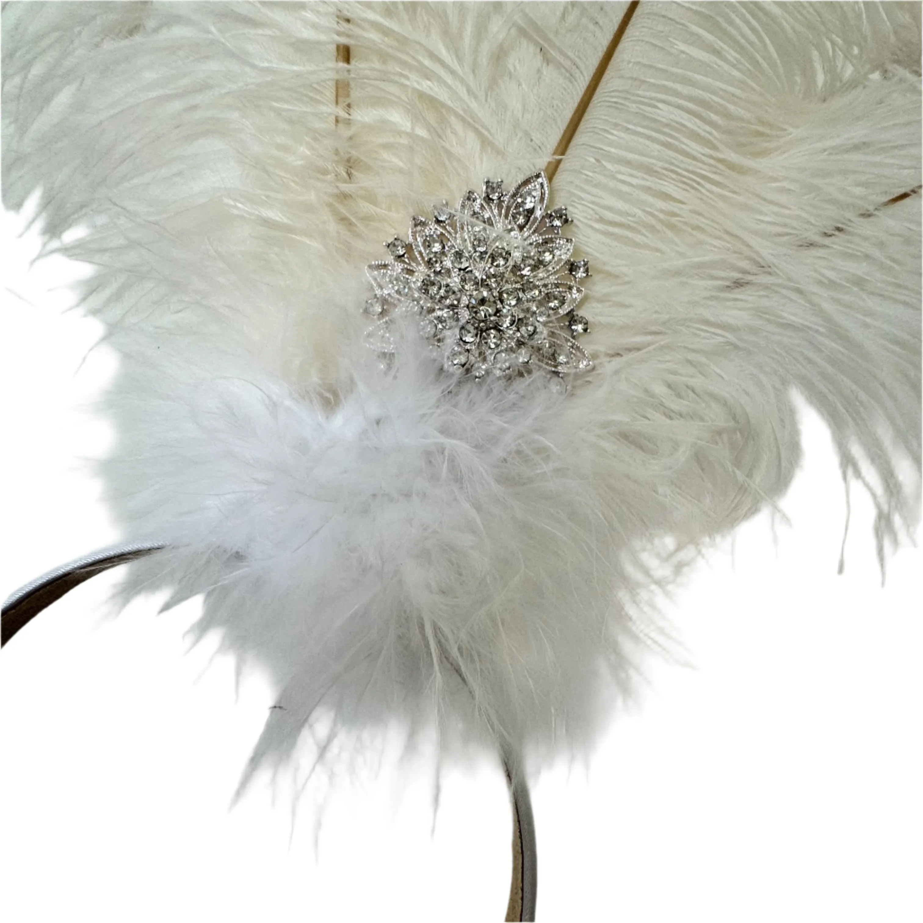 Ostrich Feather Drab Rio Showgirl Costume Headdress