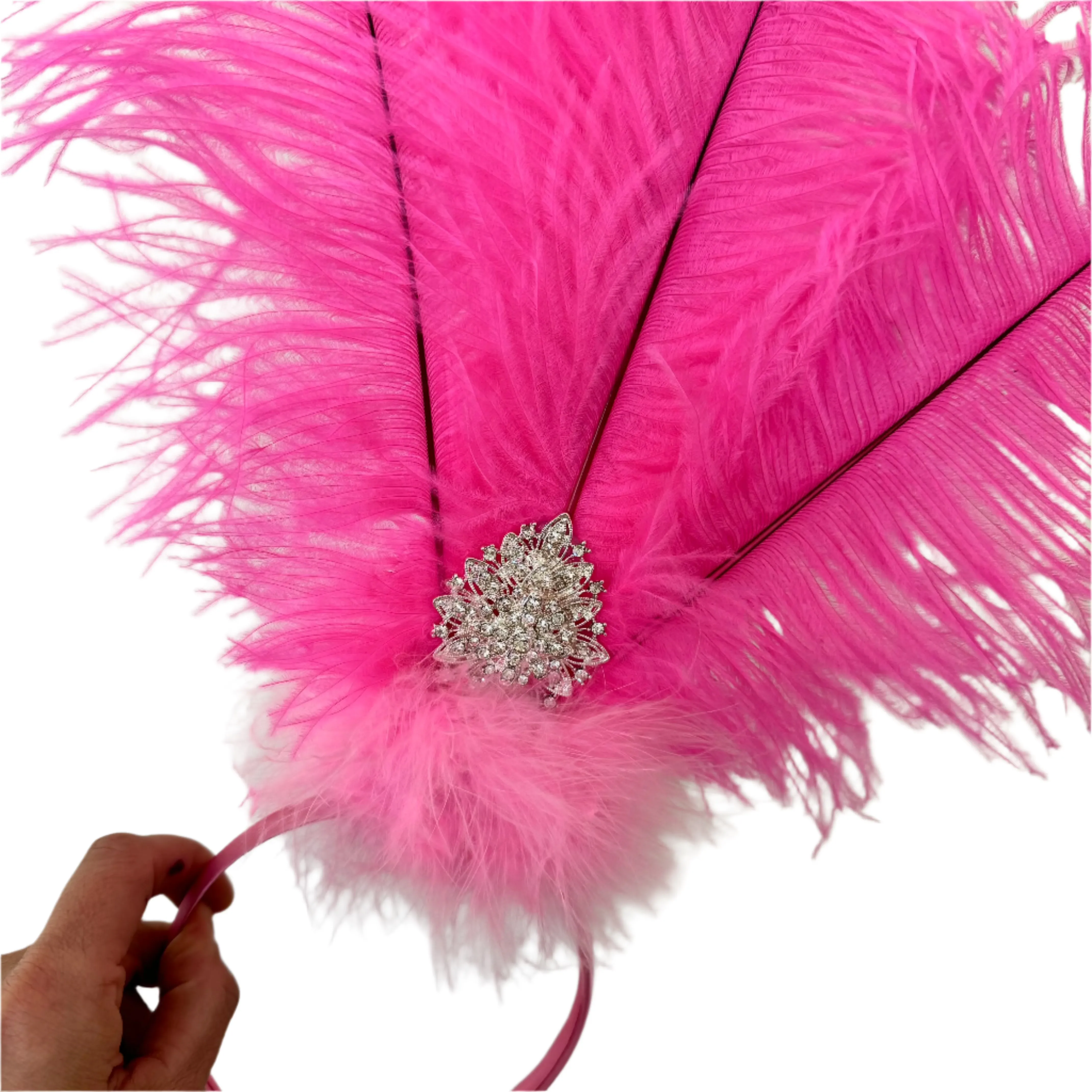 Ostrich Feather Drab Rio Showgirl Costume Headdress