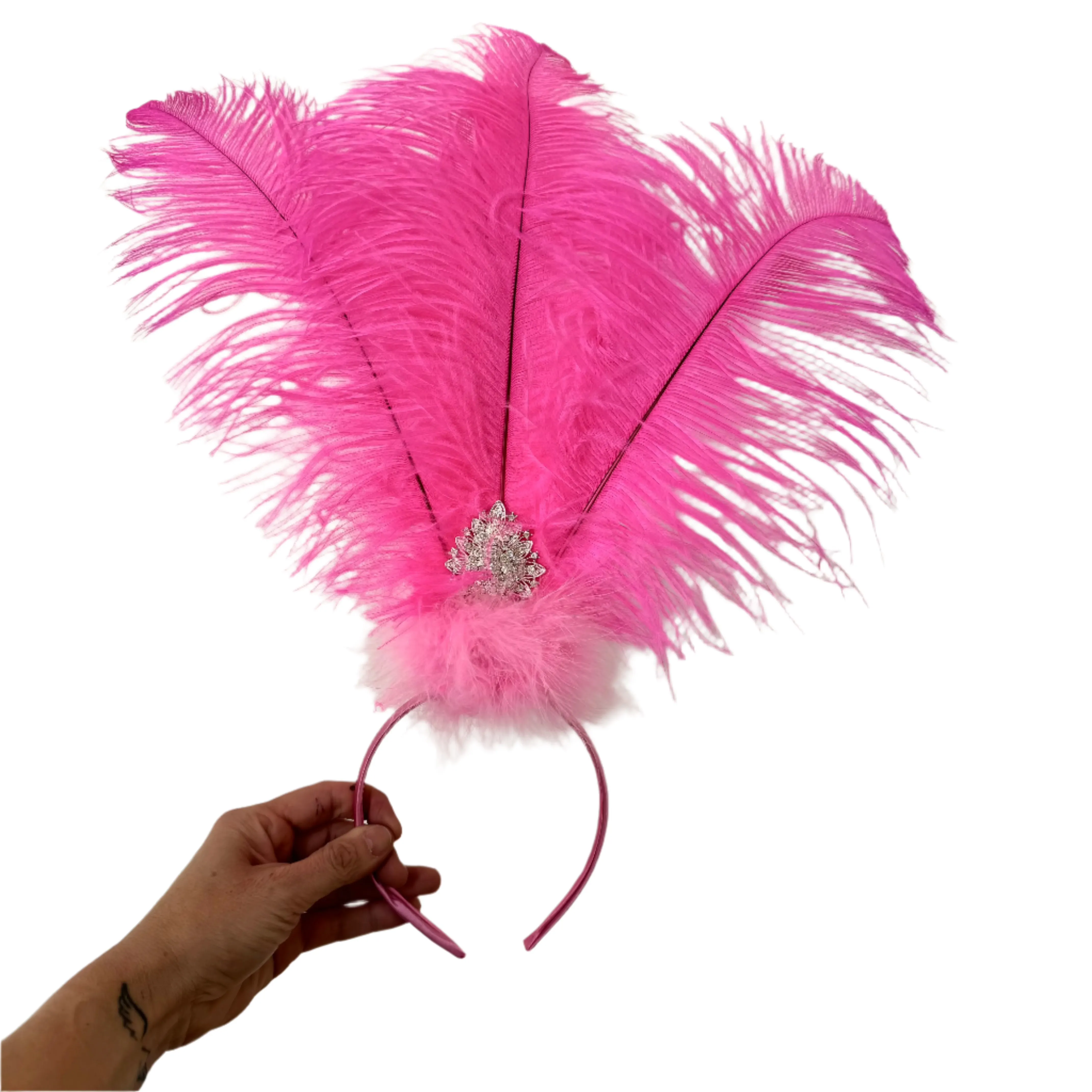 Ostrich Feather Drab Rio Showgirl Costume Headdress