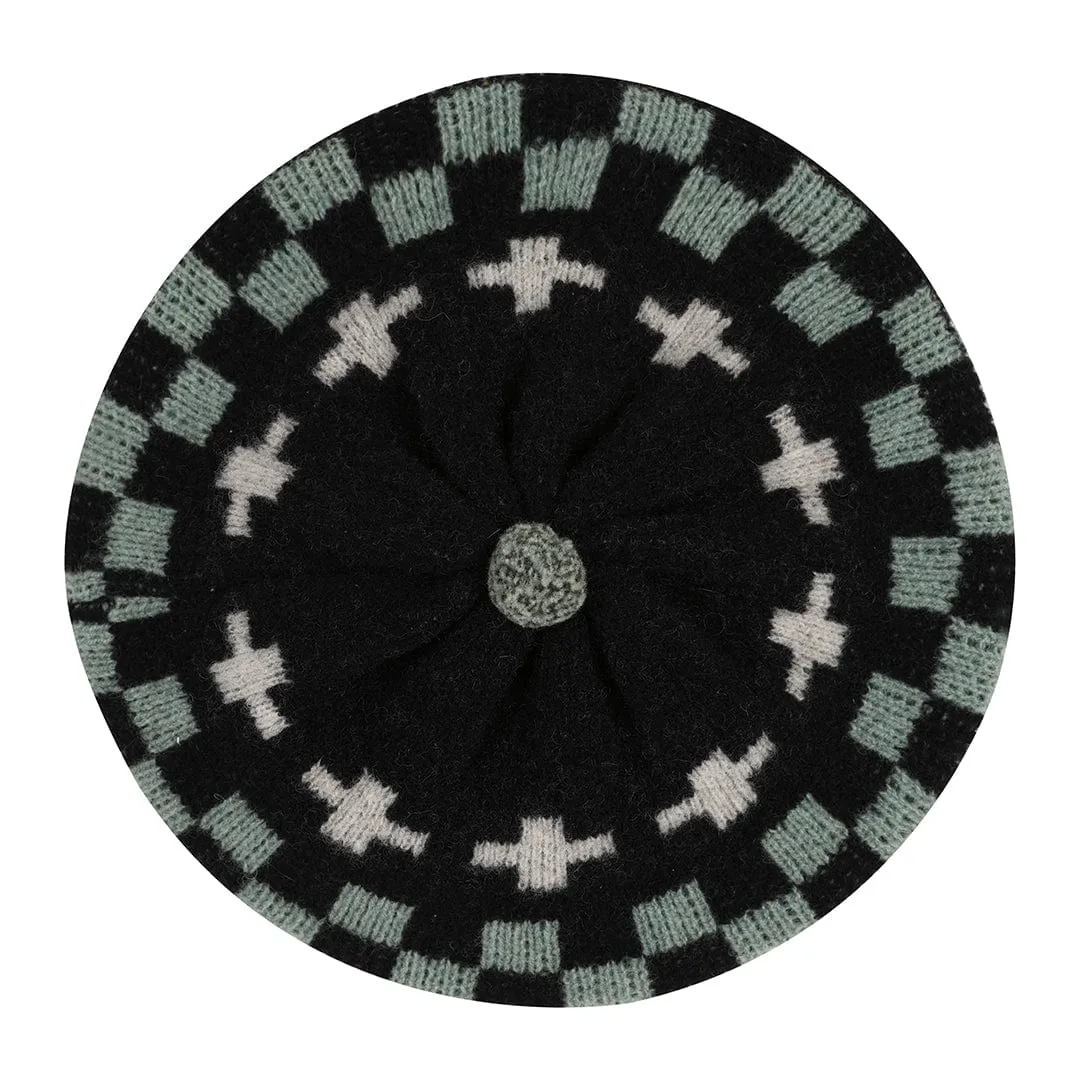 Patchwork Beret Tam in Black