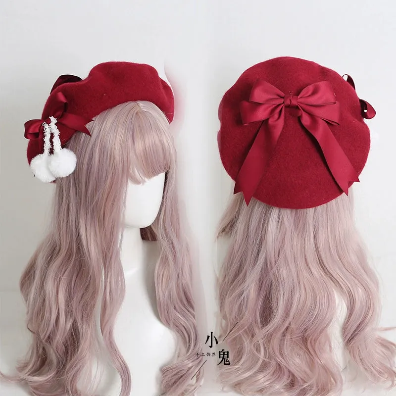 Pom Pom Ribbon Beret