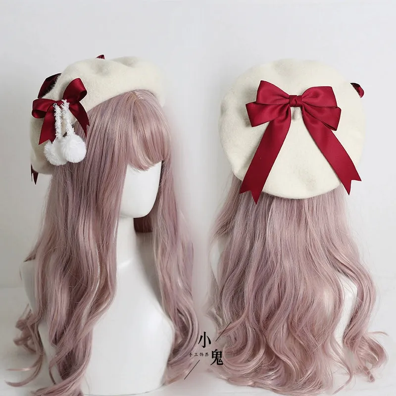 Pom Pom Ribbon Beret