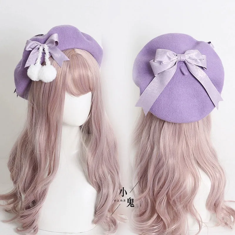 Pom Pom Ribbon Beret