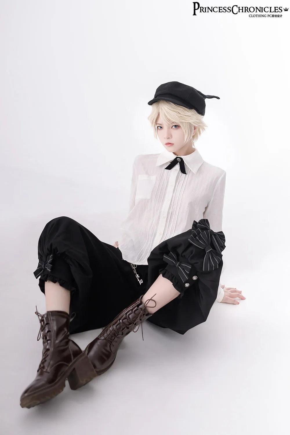 Princess Chronicles~Vintage Kawaii Bow Black Brown Lolita Beret
