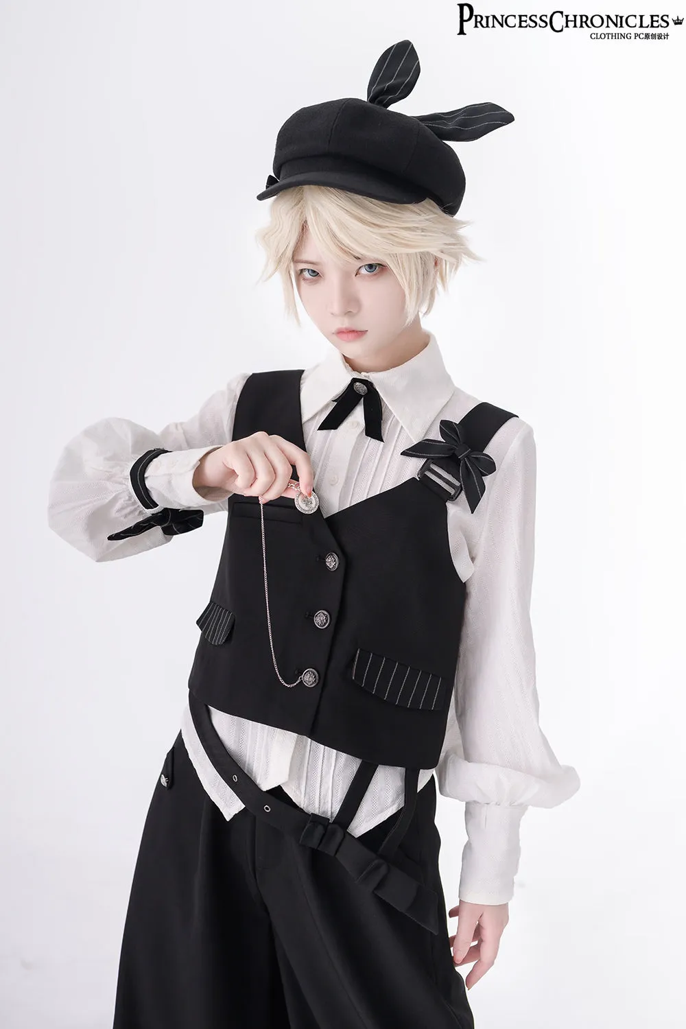 Princess Chronicles~Vintage Kawaii Bow Black Brown Lolita Beret