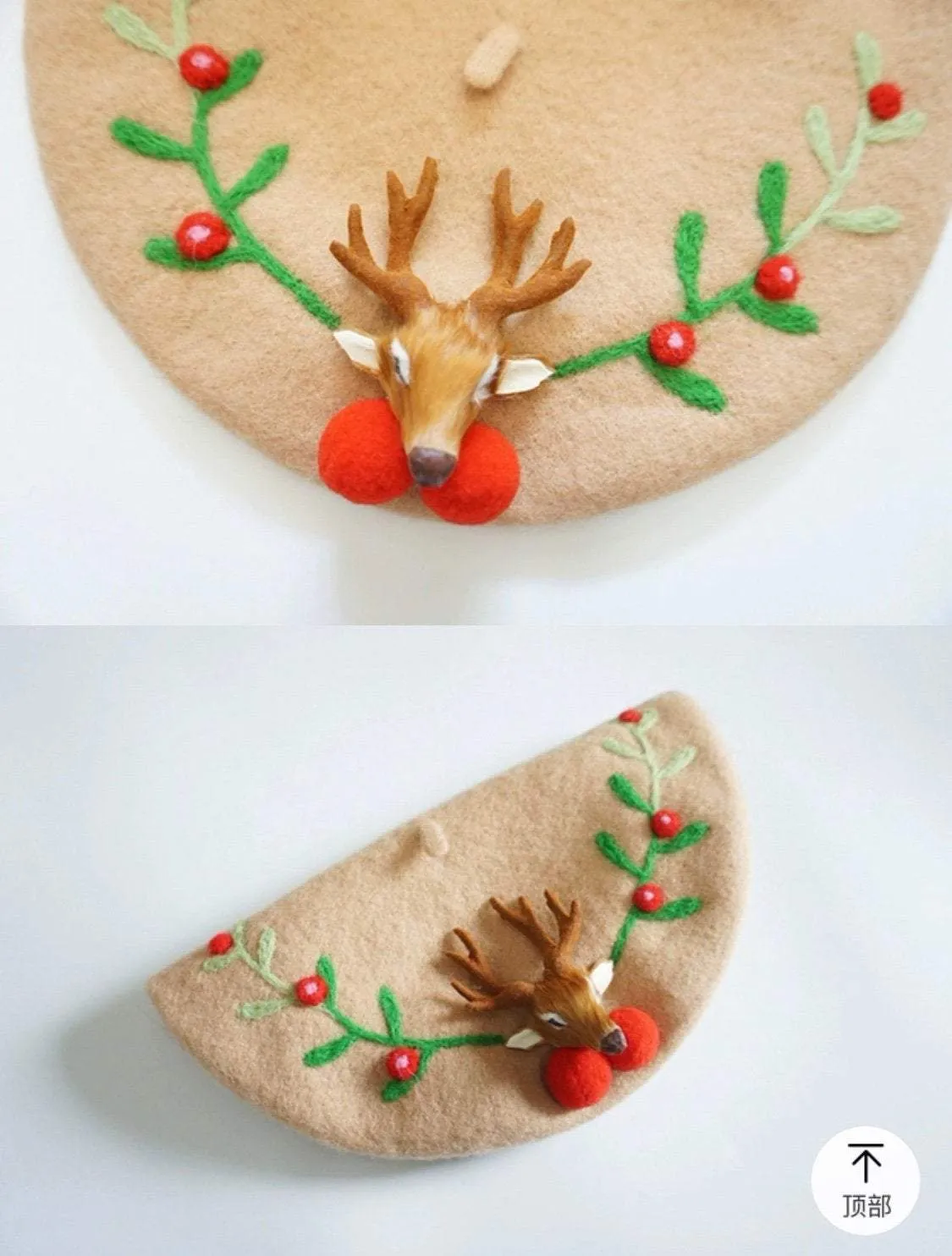 Reindeer Wool Berets Hat for Women and Kid