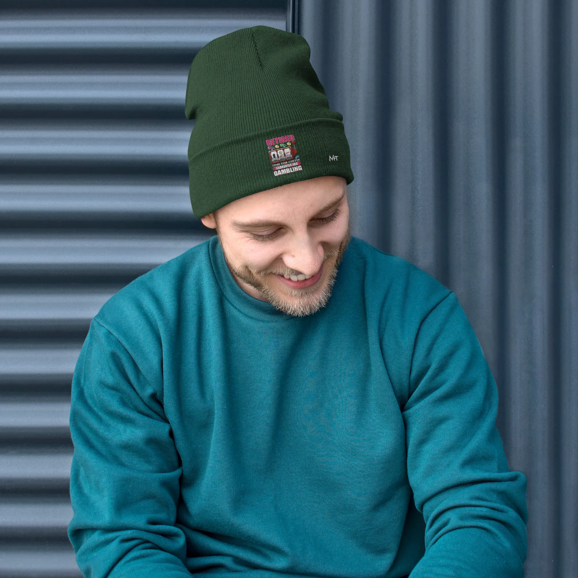 Retired: Time for Coffee, Grandkids and Gambling - Embroidered Beanie