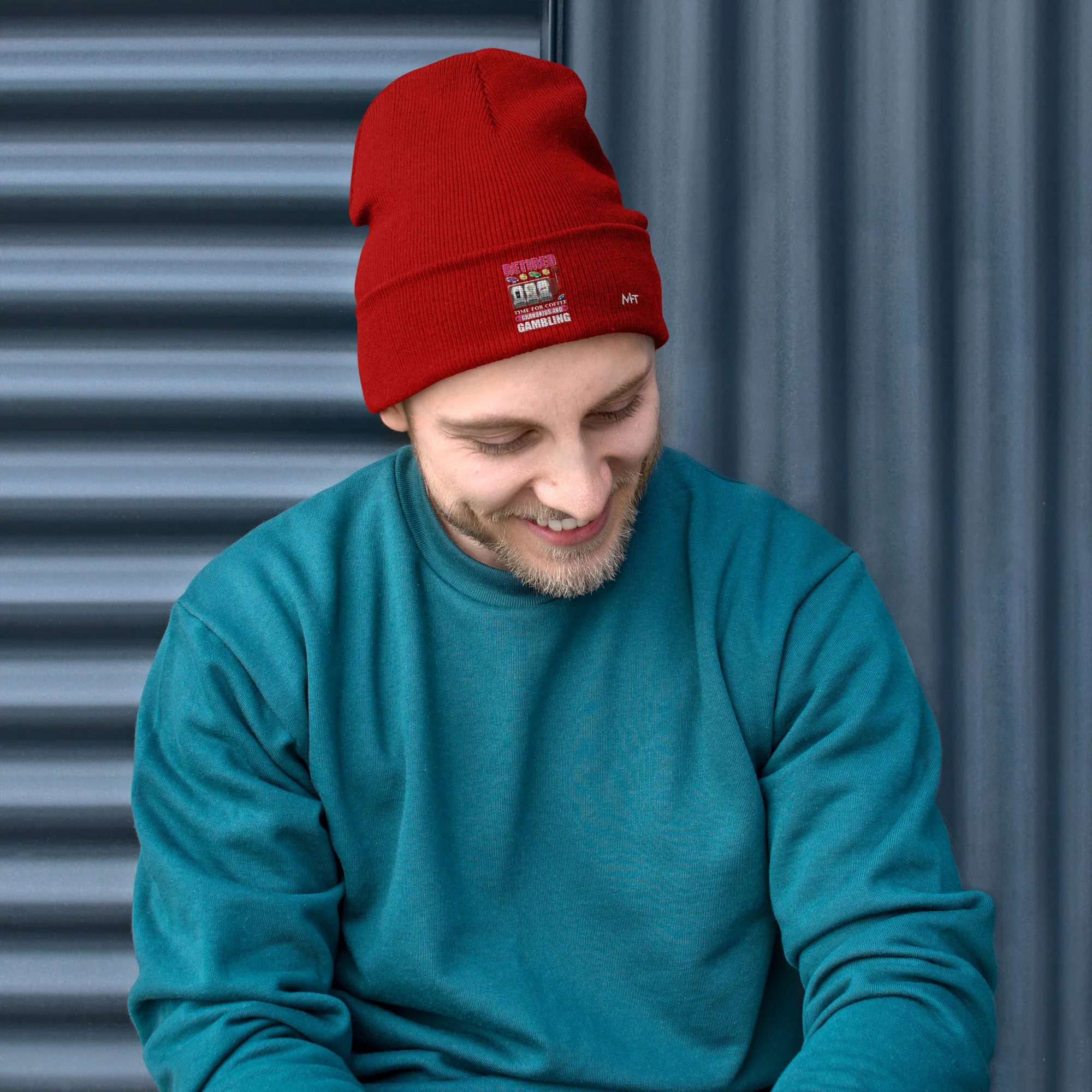Retired: Time for Coffee, Grandkids and Gambling - Embroidered Beanie