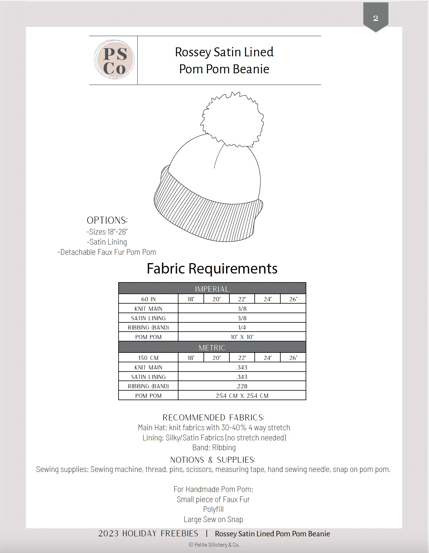 Rossey Satin Lined Pom Pom Beanie
