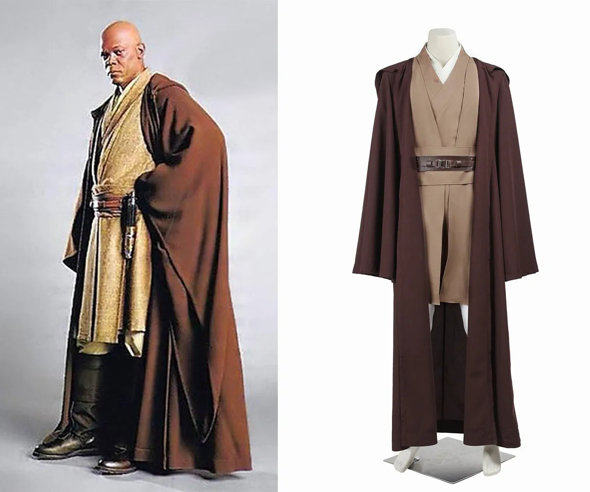 Star Wars Mace Windu Jedi Knight Battle Robe Cosplay Costume Full Set for Halloween Carnival