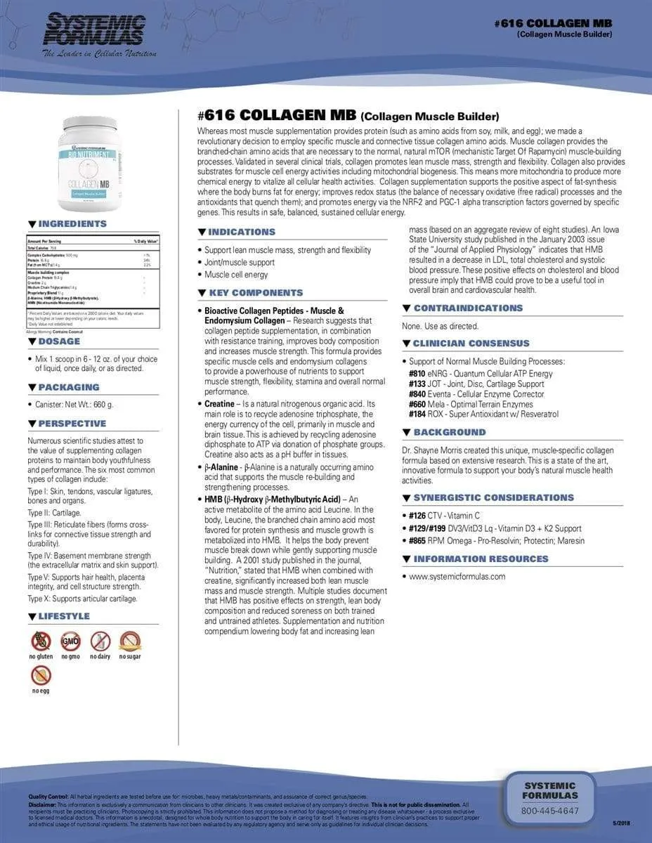 Systemic Formulas Collagen MB (Collagen Muscle Builder)